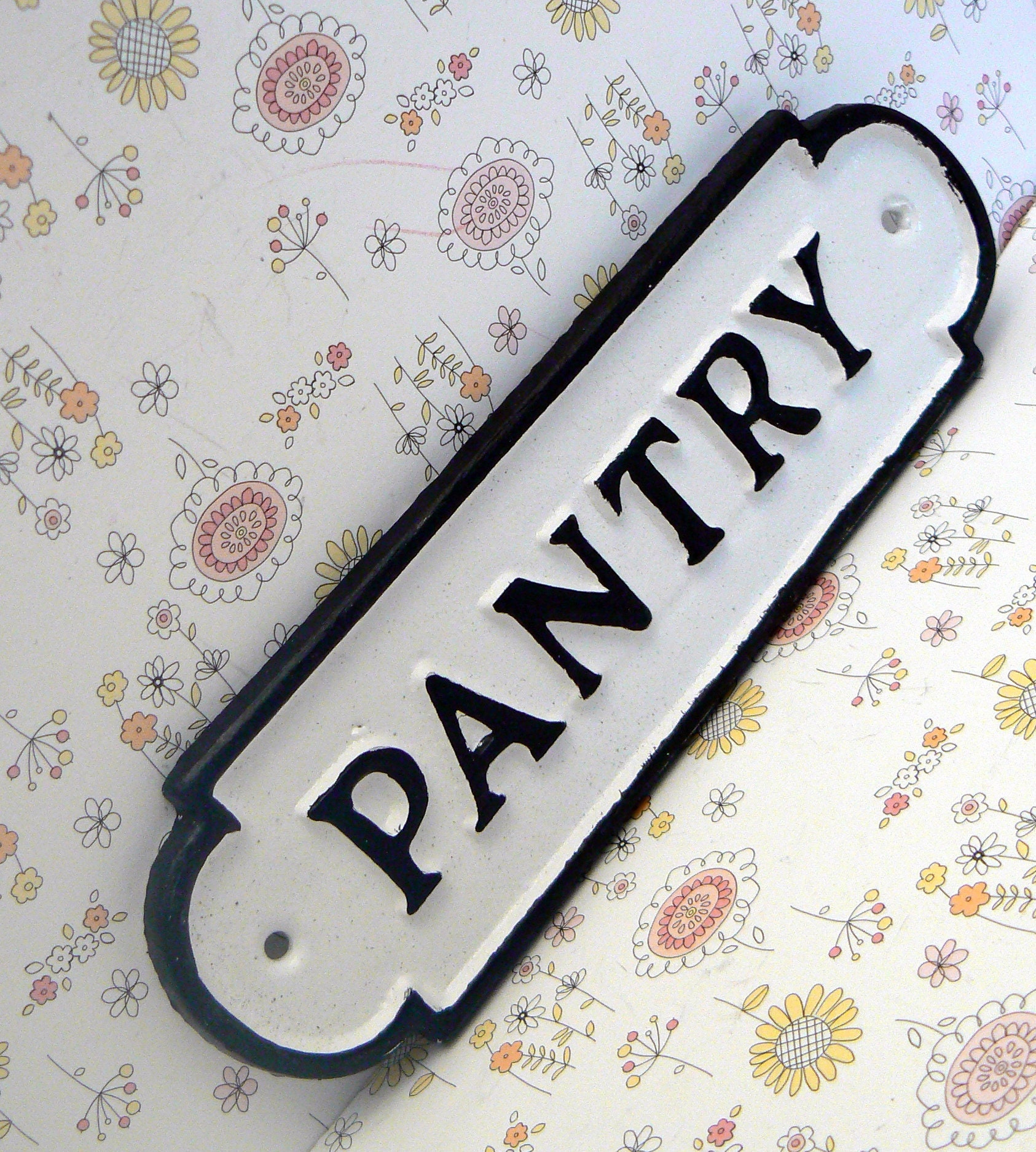 Pantry Sign Metal Cast Iron White Black Farmhouse Wall Door Decor