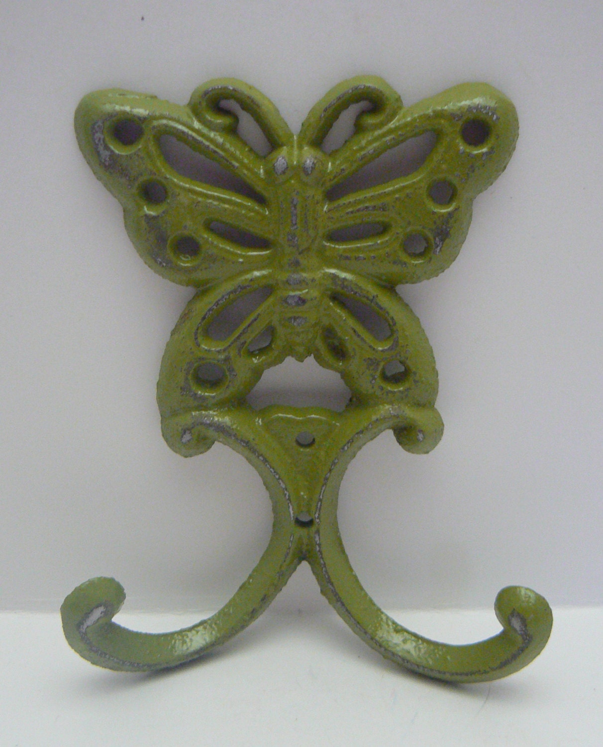 Butterfly Cast Iron Wall Hook Green Shabby Chic Nursery Spring Summer ...