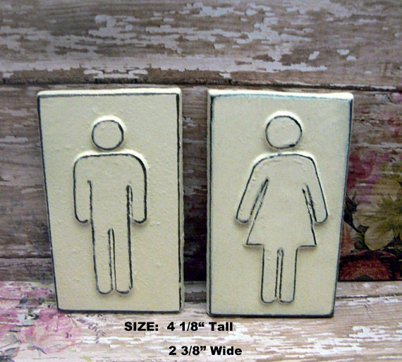 WCBathroomToiletMaleFemale Shabby Chic Door SignPlaque