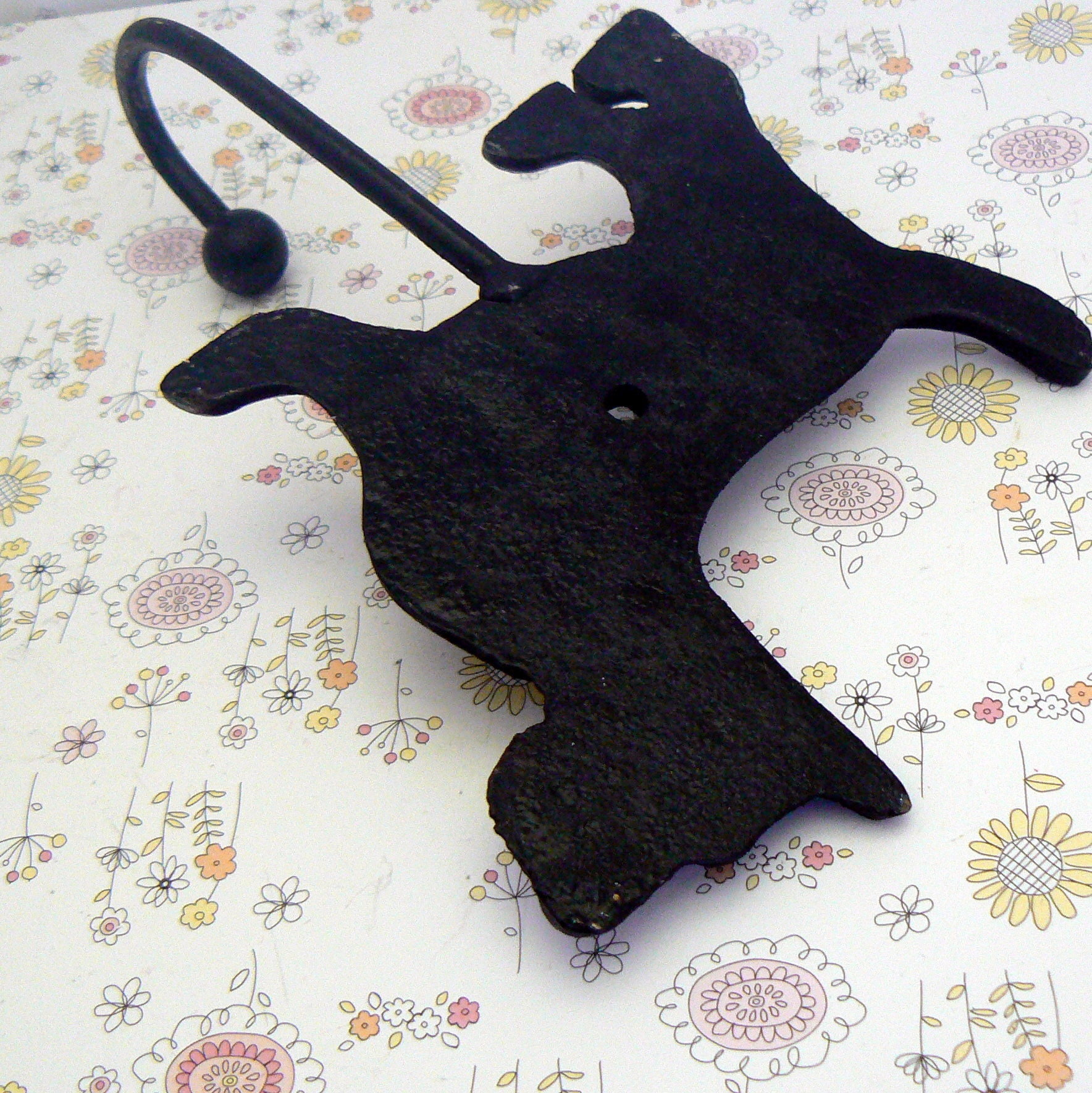 Scottish Terrier Dog Hook Shabby Chic Black Scottie Canine Gift Idea