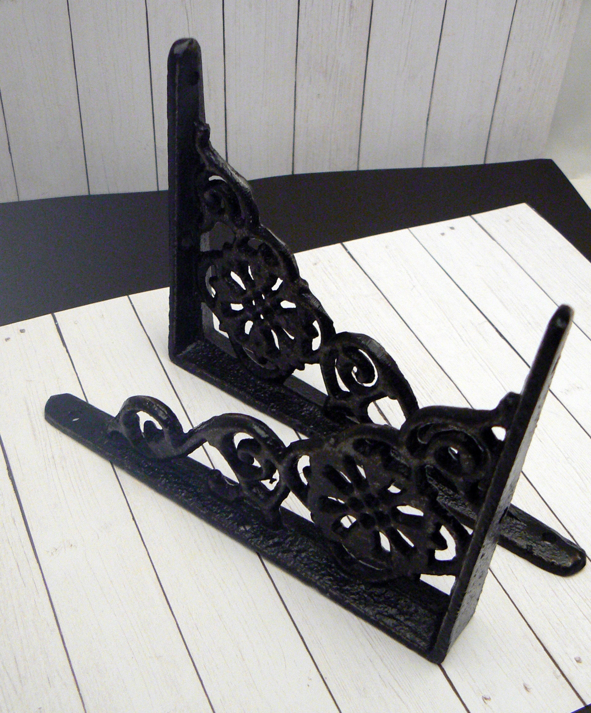 Shelf Bracket Shabby Chic Floral Medallion Brace White 1 Pair Diy