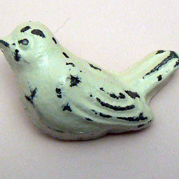 Bird Knob Small Shabby Elegance Cast Iron Distressed Creamy Off White Ecru Drawer Pull Knob Cabinet Knobs