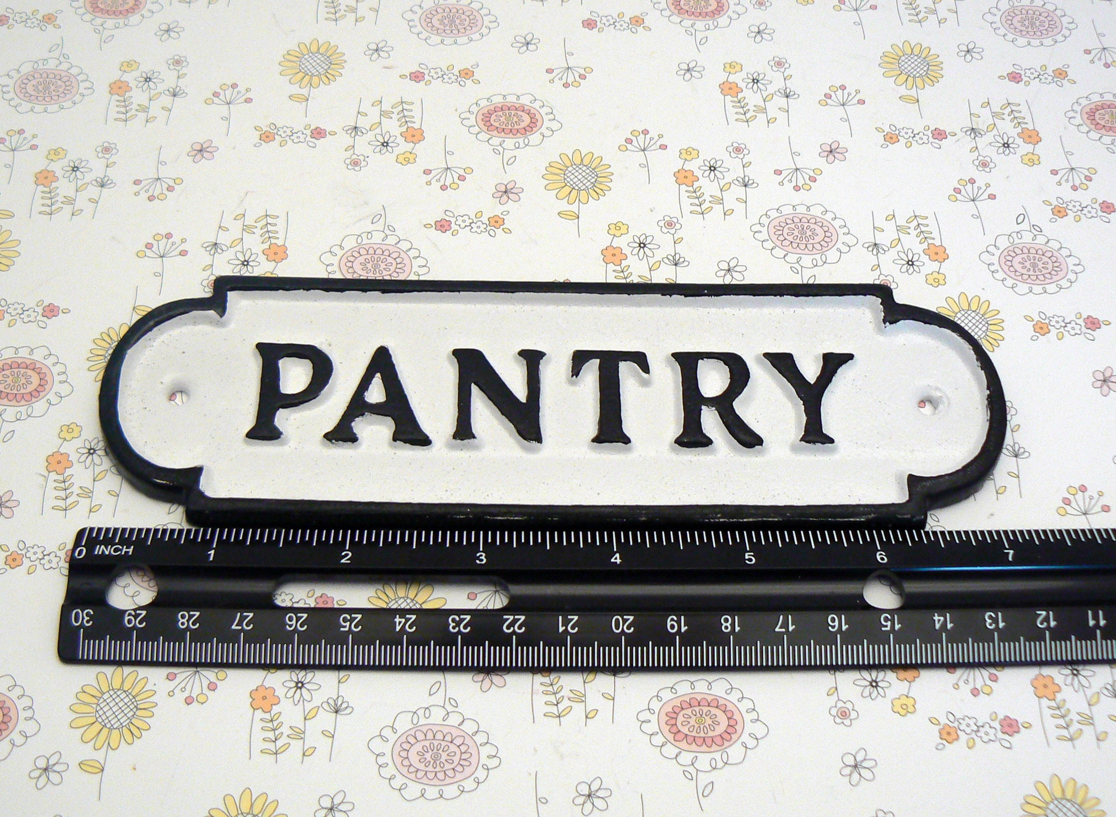Pantry Sign Metal Cast Iron White Black Farmhouse Wall Door Decor