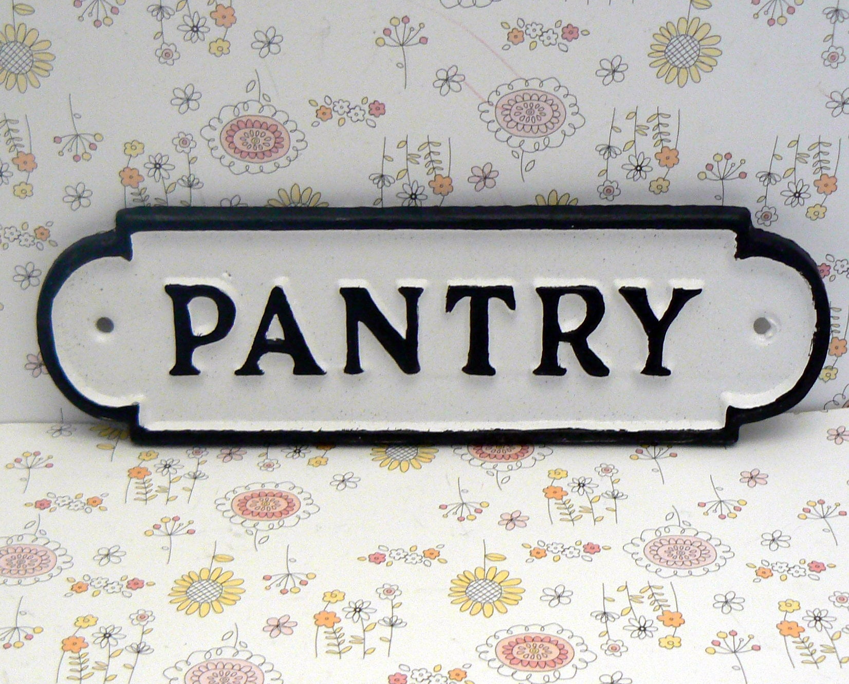 Pantry Sign Metal Cast Iron White Black Farmhouse Wall Door Decor