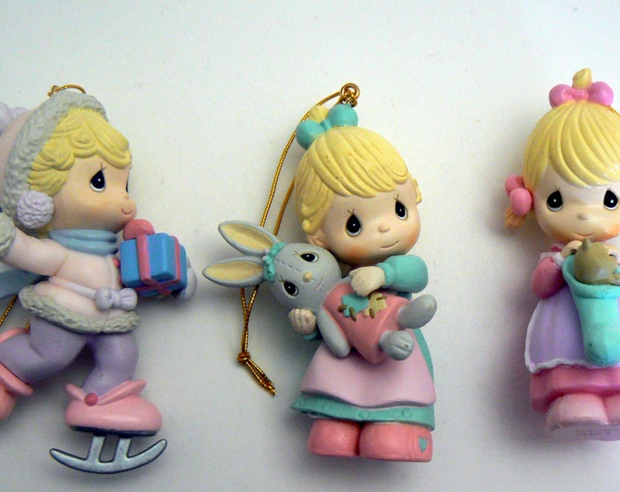 Precious Moments Christmas Ornament Lot 3 Girl Ornaments Etsy