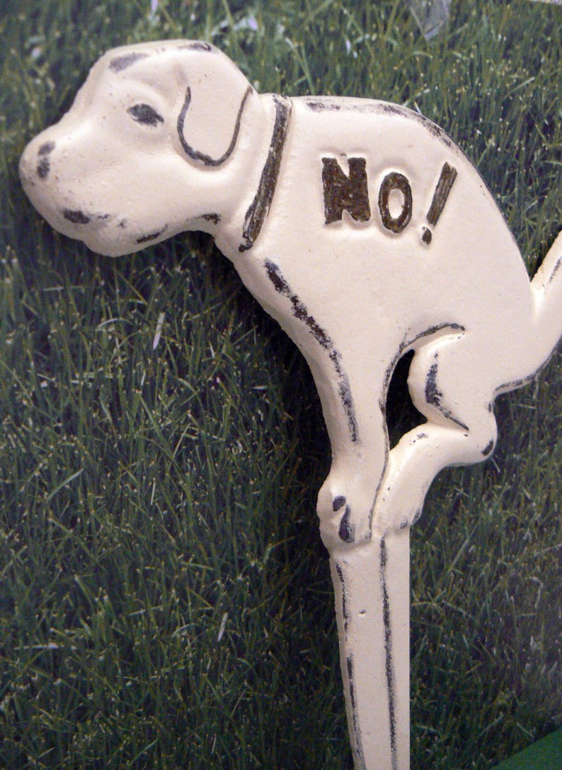 Dog Stake No Poop Pee Garden Porch Patio Yard Stake Cast Iron Etsy