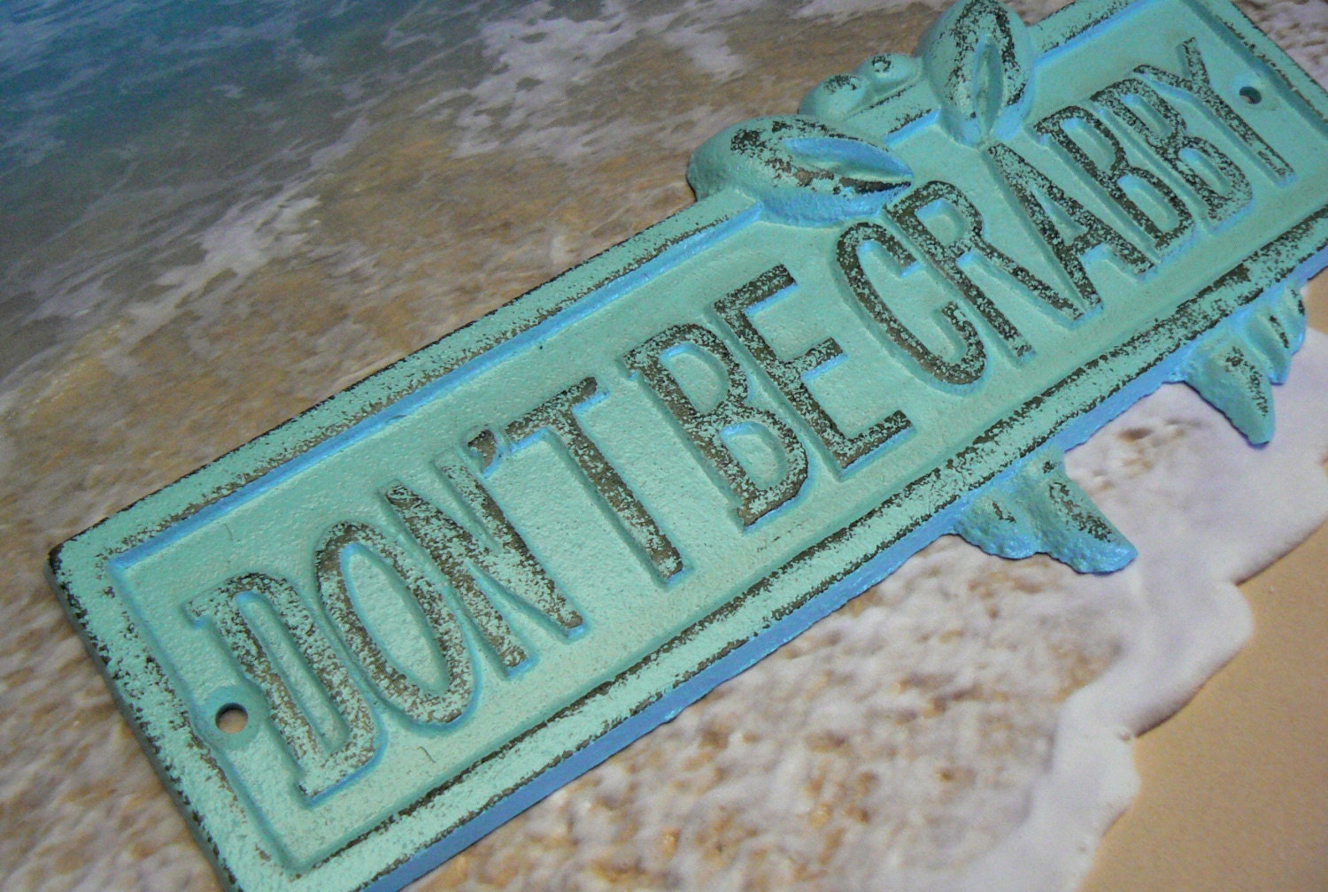 Don T Be Crabby Cast Iron Wall Sign Blue Cottage Chic Shabby Chic