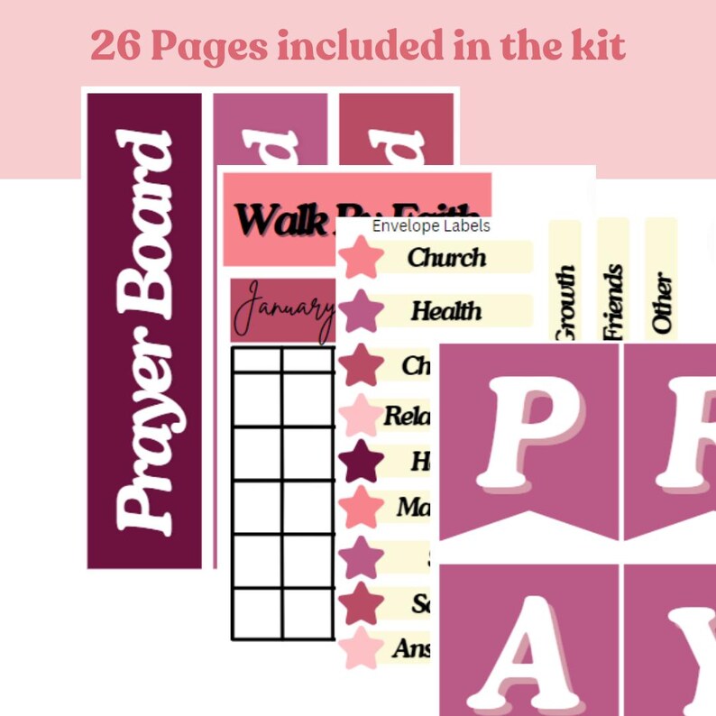 Pray Label Printable Pretty and Pink Prayer Board Kit - Etsy