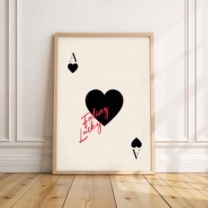 Retro Herz As, Herz As Poster, Spielkarte Poster, Bar Dekor, Küche Geschenk, Moderne Kunst, Wand Dekoration,