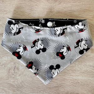 Double-Sided Mickey & Minnie Mouse Dog Bandana | Dog Scarf | Snap On Puppy Bandana | Dog Accessories
