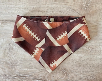 Fall Football Dog Bandana, Double-Sided Cartoon Puppy Scarf, Snap-On Adjustable Pup Bandana, Dog Clothing, Pet Clothing, Pet Gifts