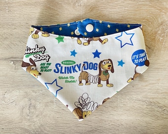 Toy Story Slinky Dog Dog Bandana, Double-Sided Cartoon Puppy Scarf, Snap-On Adjustable Pup Bandana,  Dog Clothing, Pet Gifts