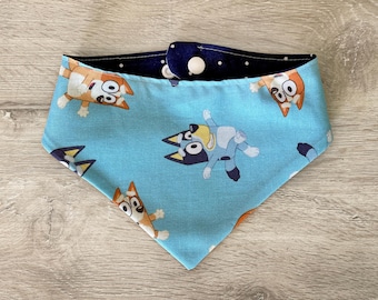 Bluey & Bingo Dog Bandana, Double-Sided Cartoon Puppy Scarf, Snap-On Adjustable Pup Bandana, Dog Clothing, Pet Clothing, Pet Gifts