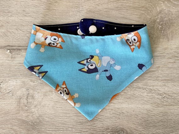 Bluey & Bingo Dog Bandana, Double-Sided Cartoon Puppy Scarf, Snap-On Adjustable Pup Bandana, Dog Clothing, Pet Clothing, Pet Gifts