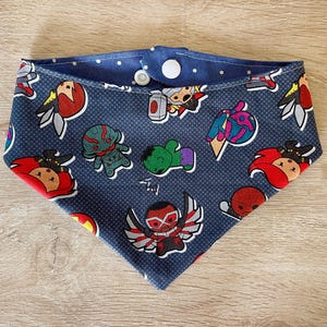 Double-Sided Marvel Superhero Cartoon Dog Bandana | Halloween Dog Costume | Dog Scarf | Snap On Puppy Bandana | Dog Accessories