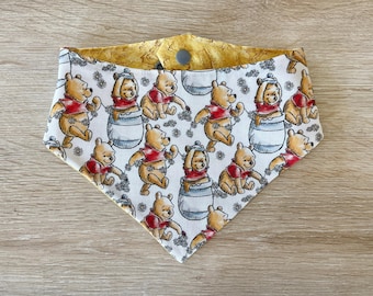 Winnie the Pooh Dog Bandana, Double-Sided Cartoon Puppy Scarf, Snap-On Adjustable Pup Bandana, Dog Clothing, Pet Clothing, Pet Gifts