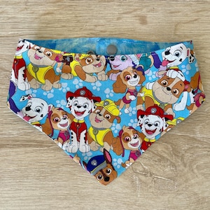 Double-Sided Paw Patrol Cartoon Dog Bandana | Halloween Dog Costume | Dog Scarf | Snap On Puppy Bandana | Dog Accessories