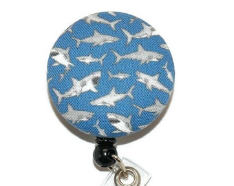 Shark Badge Reel with Retractable ID Name Tag - Choice of Clip