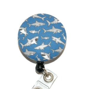 Shark Badge Reel with Retractable ID Name Tag - Choice of Clip