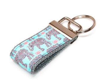 Elephant Mini Keychain - Finger Size Key Fob -  Bag Tag Little Keychain with Elephants