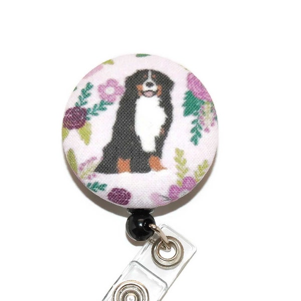 Bernese Mountain Dog Badge Reel - Retractable ID Name Tag Holder