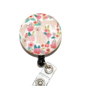 Golden Retriever Badge Reel - Retractable Name Tag ID Choice of Clip