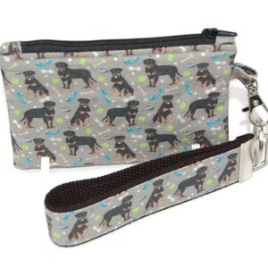Cartera de Rottweiler con cremallera y llavero - Monedero de pulsera hecho a mano - Cómodo para guardar tarjetas, llaves y otros objetos esenciales - Regalos para mascotas