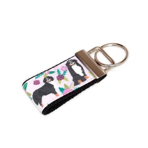 Bernese Mountain Dog Mini Keychain Finger Size Key Fob Choice of Accent Color