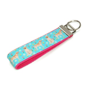 Yellow Labrador Retriever Keychain - Fabric Key Fob with Lab Dog