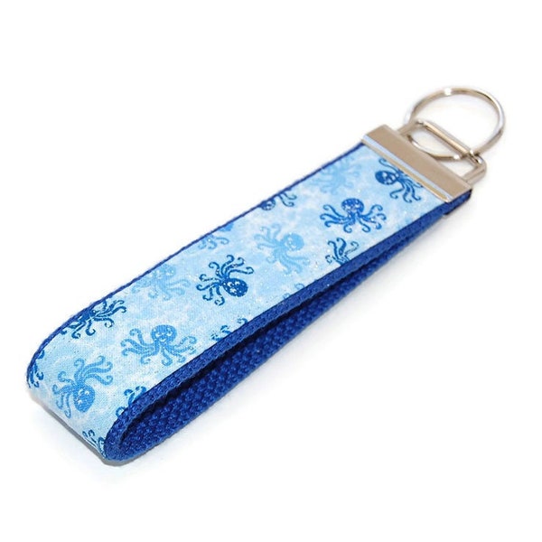 Octopus Keychain - Glitter Fabric Key Fob Wristlet or Bag Tag