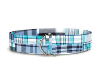 Blue Madras Belt - Adjustable D-Ring in Adult Youth and Toddler You Pick The Perfect Size