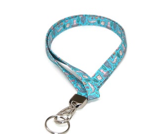 Ocean Sea Life Fabric Lanyard: ID Badge Holder Neck Strap