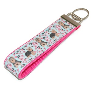 Yorkshire Terrier Keychain - Yorkie Key Fob - Fabric Wristlet