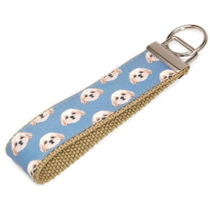 Shih Tzu Keychain - Fabric Key Fob - Shih Tzu Wristlet - Dog Walker Gift