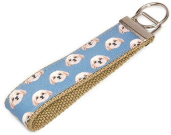 Shih Tzu Keychain - Fabric Key Fob - Shih Tzu Wristlet - Dog Walker Gift