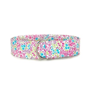 Ladies Floral Belt - Purple Flower Bunches Fabric with Adjustable D-Ring - Adult Youth You Pick The Perfect Size