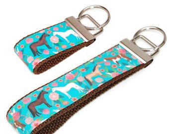 Horse Keychain - Fabric Wristlet - Equine Horses Key Fob