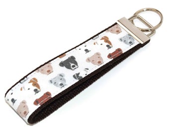 Pitbull Terrier Keychain - Dog Key Fob Wristlet