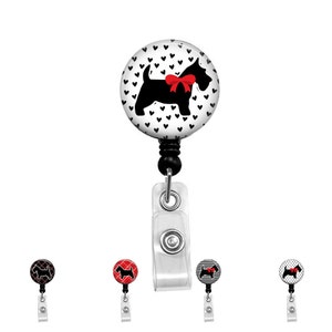 Scotty Dog ID Badge Reel - Scottish Terrier Scottie Dog - You pick Color - Mylar - Unique Gift Retractable Badge Reel - RN Nurse Badge