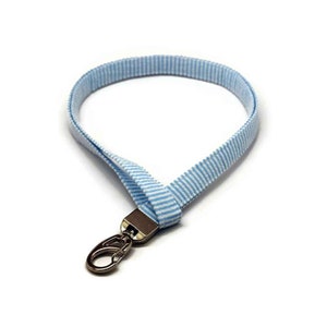 Light Blue Seersucker Lanyard ID badge holder - Optional Safety Break Away