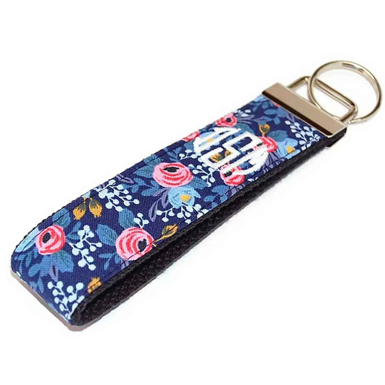 floral coral personalized keychain