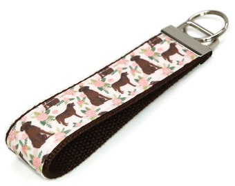 Chocolate Lab Dog Keychain -  Labrador Retriever Fabric Key Fob