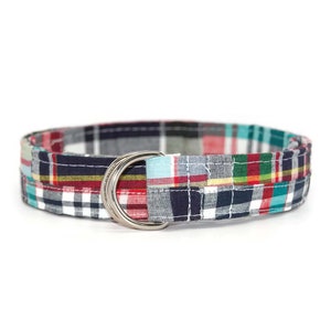 Madras Patchwork Fabric D-Ring Belt in Adult Youth and Toddler You Pick The Perfect Size