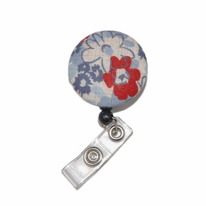 Vintage Americana Floral ID Badge Reel Retractable with Clip and Fabric or Protective Mylar Cover - Great Co-Worker Gift Includes Clear Case