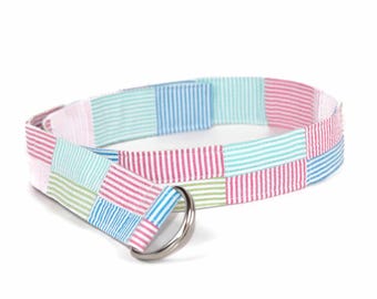 Lilly Pulitzer green white gingham pink trimmed belt with buckle EUC pre… Vintage Lilly Pulitzer Belt Patchwork Preppy Pink Green  main image 3