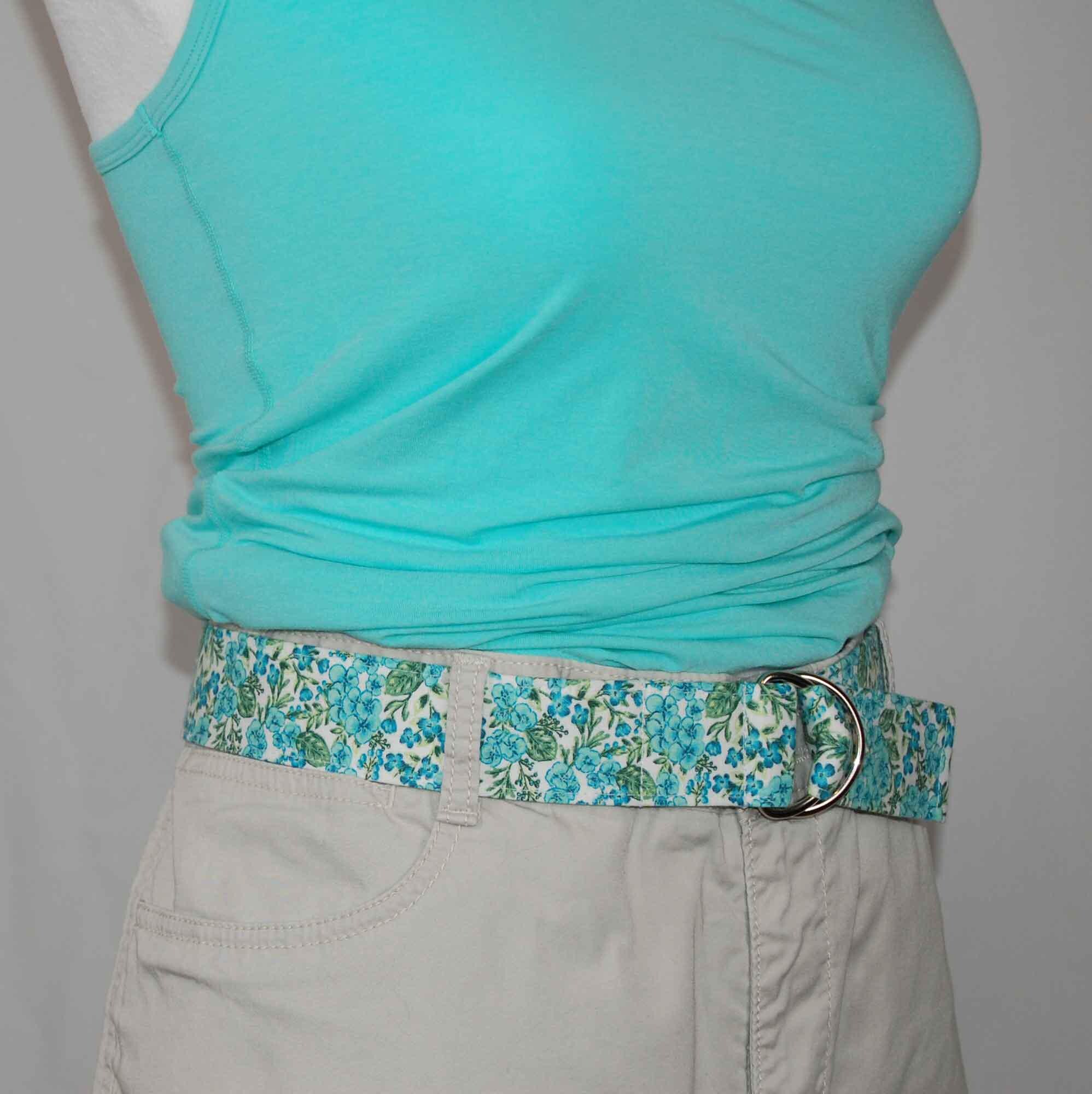 Handmade Floral Fabric Belt: Turquoise Mint D-ring Belt - Etsy