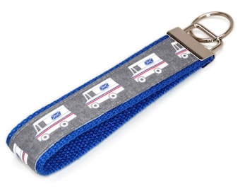 Mail Carrier Truck Keychain - Fabric Key Fob gift