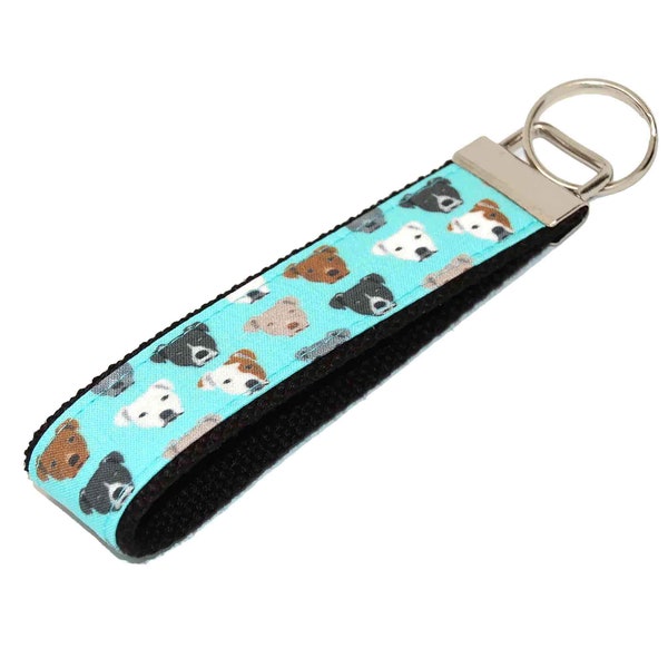 Pit Bull Keychain - Pit Bull Terrier Dog Fabric Key Fob Wristlet - Custom Dog Breed Key Holder