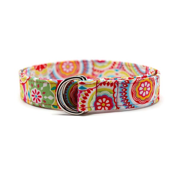 Women's Bright Retro Swirls and Floral Fabric Belt in Adult Youth and Toddler You Pick The Perfect Size