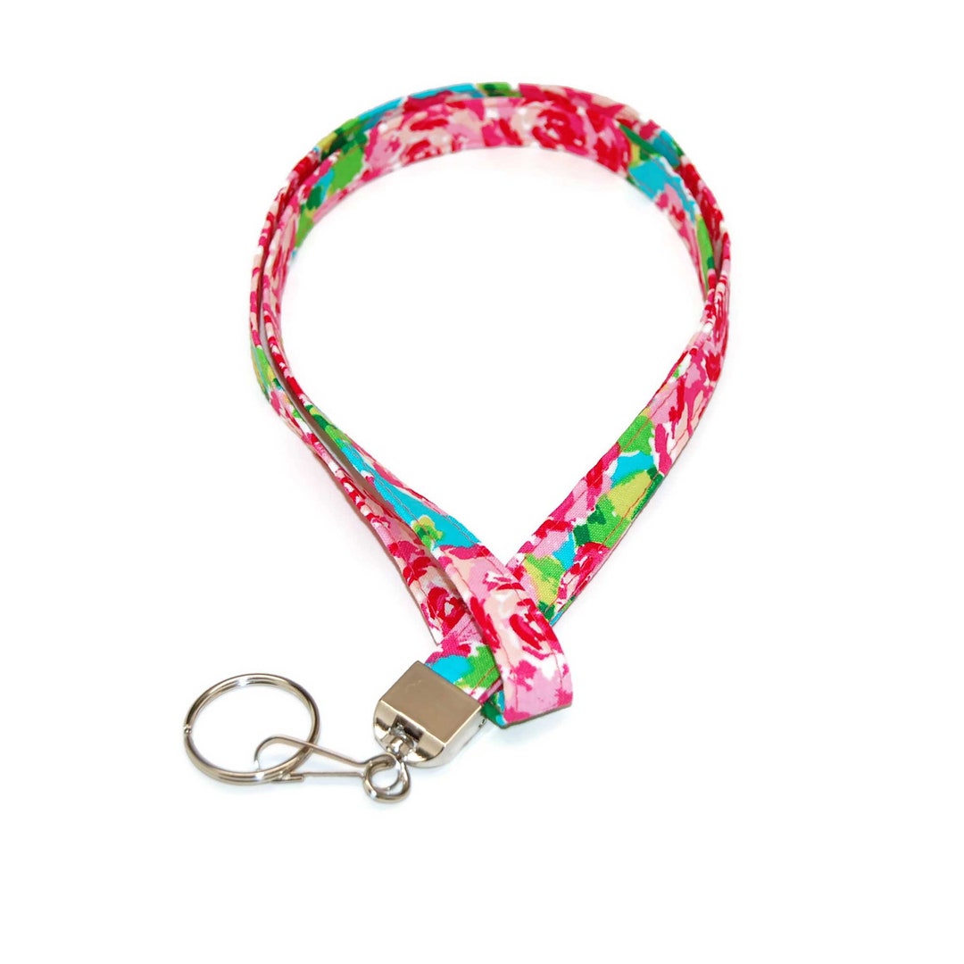 Floral Lanyard Roses on Aqua ID Badge Holder for Your Name Etsy
